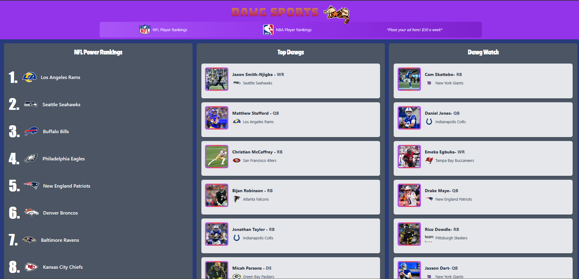 Dawg Sports — NFL power rankings, top dawgs, and dawg watch